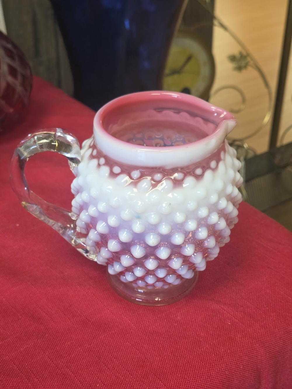 VTG Fenton • Cranberry Opalescent Hobnail Glass • #3964 - 4 1/2” Pitcher or Jug